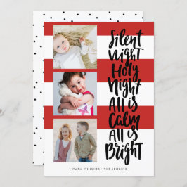 サイレントナイト 3枚組 フォトホリデー クリスマス | レッド 招待状