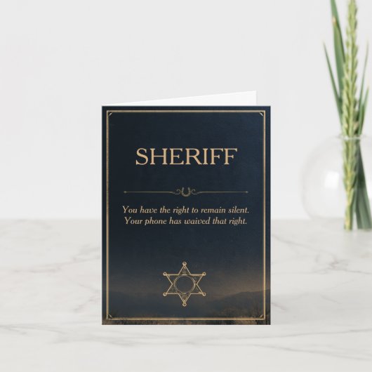 サイレント権を祝福 Funny Sheriff Congrats カード (正面)