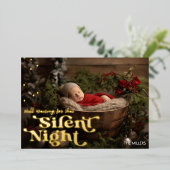 サイレント・ナイト ベイビーのファーストクリスマス ミニマルレトロ 箔シーズンカード (立ち正面)