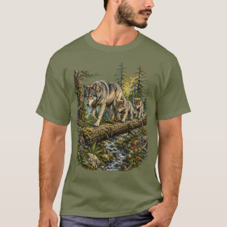 サイレント・レッスン - ビンテージ オオカミの家族の荒野 Tシャツ