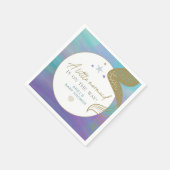 サイレンパープル金ゴールド人魚海シーベイビーシャワー スタンダードカクテルナプキン (角)