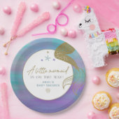 サイレンパープル金ゴールド人魚海シーベイビーシャワー ペーパープレート (パーティー)