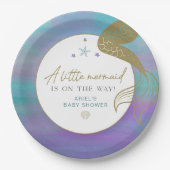 サイレンパープル金ゴールド人魚海シーベイビーシャワー ペーパープレート (正面)
