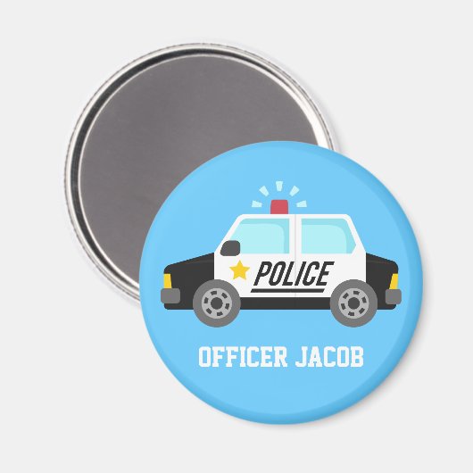 サイレン・オフィサー・キッズ付きパトカーパーソナライズされた マグネット (正面/裏面)