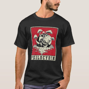 サイロシビンレトロサイケデリック魔法マッシュルームビンタグ Tシャツ