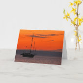 サイロ空白のートサンセットオレンジスカイグリーティング カード (黄色い花)