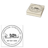 サイロ、納屋、木々と牧畜的なファームスタンプ ラバースタンプ (押印)