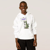 サインおもしろい漫画を持つワニのアリゲータ (正面フル)