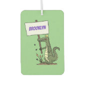 サインおもしろい漫画を持つワニのアリゲータ カーエアーフレッシュナー (正面)