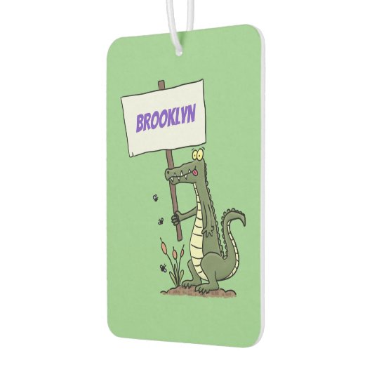 サインおもしろい漫画を持つワニのアリゲータ カーエアーフレッシュナー (左)