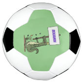 サインおもしろい漫画を持つワニのアリゲータ サッカーボール (回転)