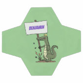 サインおもしろい漫画を持つワニのアリゲータ サッカーボール (フラット)