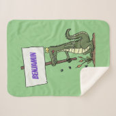 サインおもしろい漫画を持つワニのアリゲータ シェルパブランケット (正面(横))