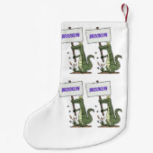 サインおもしろい漫画を持つワニのアリゲータ スモールクリスマスストッキング (裏面)