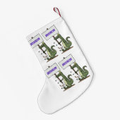 サインおもしろい漫画を持つワニのアリゲータ スモールクリスマスストッキング (裏面 (吊り時))