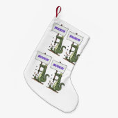 サインおもしろい漫画を持つワニのアリゲータ スモールクリスマスストッキング (正面 (吊り時))