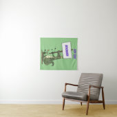 サインおもしろい漫画を持つワニのアリゲータ タペストリー (インサイチュ(横))