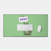 サインおもしろい漫画を持つワニのアリゲータ デスクマット (キーボード&マウス)