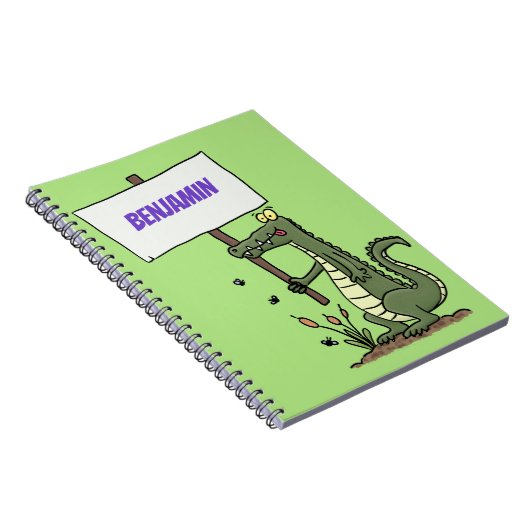 サインおもしろい漫画を持つワニのアリゲータ ノートブック (右側)
