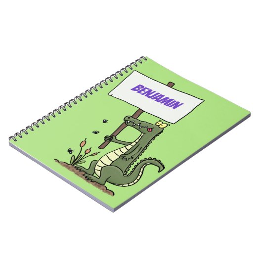サインおもしろい漫画を持つワニのアリゲータ ノートブック (左側)