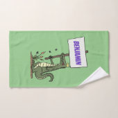 サインおもしろい漫画を持つワニのアリゲータ バスタオルセット (ハンドタオル)
