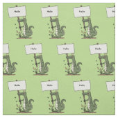 サインおもしろい漫画を持つワニのアリゲータ ファブリック (見本)