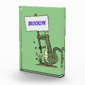 サインおもしろい漫画を持つワニのアリゲータ フォトブロック (右)