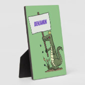 サインおもしろい漫画を持つワニのアリゲータ フォトプラーク (側面)