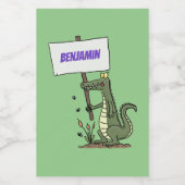 サインおもしろい漫画を持つワニのアリゲータ フードラベル (シングルラベル)