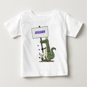 サインおもしろい漫画を持つワニのアリゲータ ベビーTシャツ