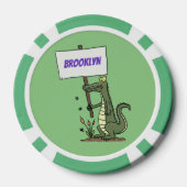 サインおもしろい漫画を持つワニのアリゲータ ポーカーチップ (裏面)