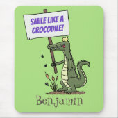 サインおもしろい漫画を持つワニのアリゲータ マウスパッド (正面)