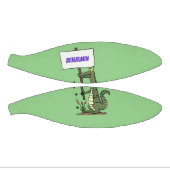 サインおもしろい漫画を持つワニのアリゲータ ミニバスケットボール (パネル)