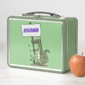 サインおもしろい漫画を持つワニのアリゲータ メタルランチボックス (インサイチュ)