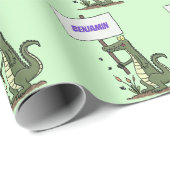 サインおもしろい漫画を持つワニのアリゲータ ラッピングペーパー (ロールコーナー)