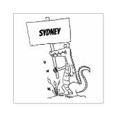 サインおもしろい漫画を持つワニのアリゲータ ラバースタンプ (インプリント)