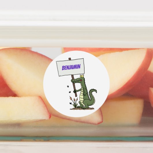 サインおもしろい漫画を持つワニのアリゲータ ラベル (貼付)