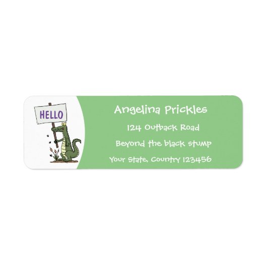 サインおもしろい漫画を持つワニのアリゲータ ラベル (正面)