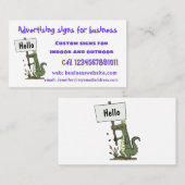 サインおもしろい漫画を持つワニのアリゲータ 名刺 (正面/裏面)