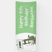 サインおもしろい漫画を持つワニのアリゲータ 横断幕 (縦)