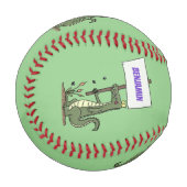 サインおもしろい漫画を持つワニのアリゲータ 野球ボール (正面左)