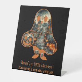 サインおもしろい皮肉ユーモア幽霊ハロウィーンデコール 台座サイン