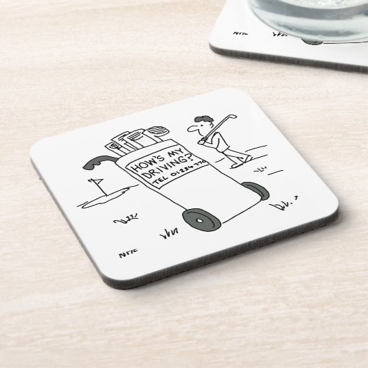 サインことわざのゴルファー私の運転は？おもしろい コースター (左側)