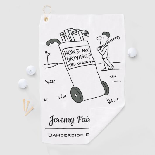 サインことわざのゴルファー私の運転は？おもしろい ゴルフタオル (インサイチュ)