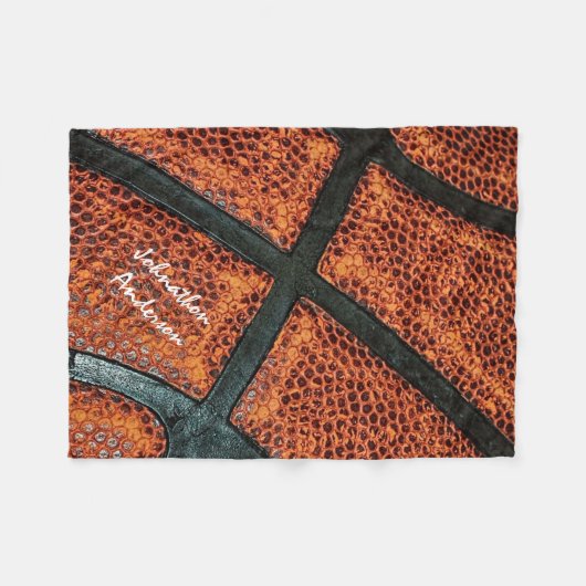 サインされた名前の古いレトロのバスケットボールパターン フリースブランケット (正面(横))