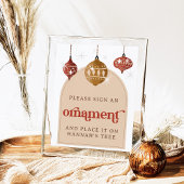 サインとオーナメントレトロバウブルクリスマスブライダル ポスター