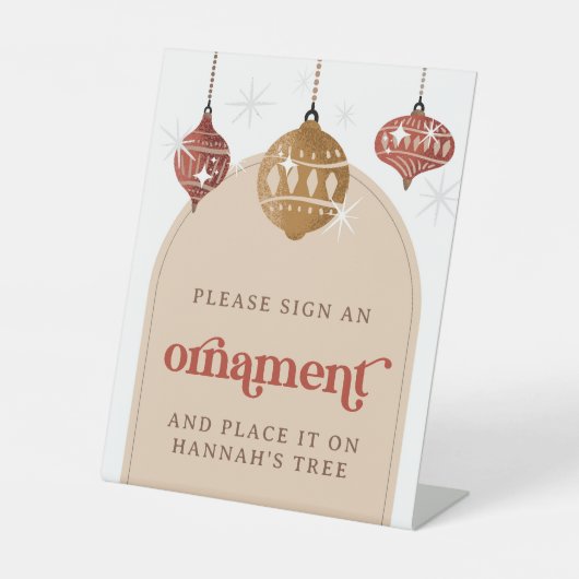 サインとオーナメントレトロバウブルクリスマスブライダル 台座サイン (正面)