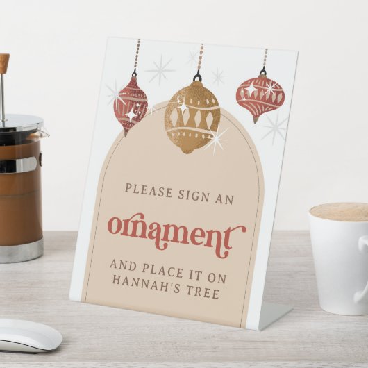 サインとオーナメントレトロバウブルクリスマスブライダル 台座サイン (インサイチュ)