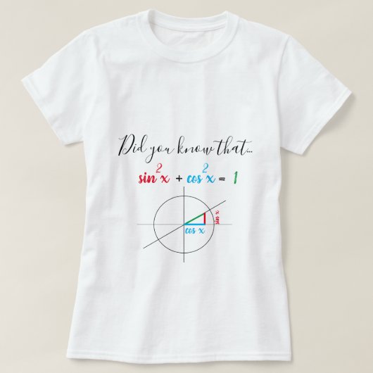 サインとコサインのアイデンティティ数学の少女 Tシャツ (デザイン正面)