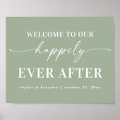 サインの後ずっと楽しく迎えてくれるライトグリーン ポスター (正面)